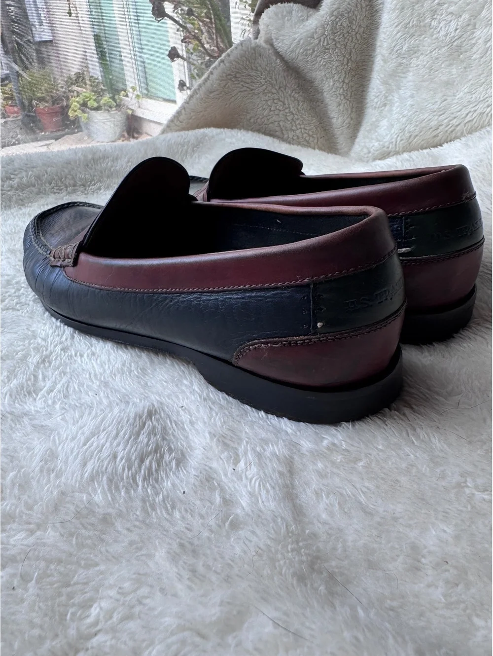 H.S. Trask men’s two-tone leather penny loafers, made in Brazil- Size 9.5